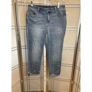 *JEANS CHICOS SO SLIMMING Capris with Gem Stones on legs Size 0 (XS)